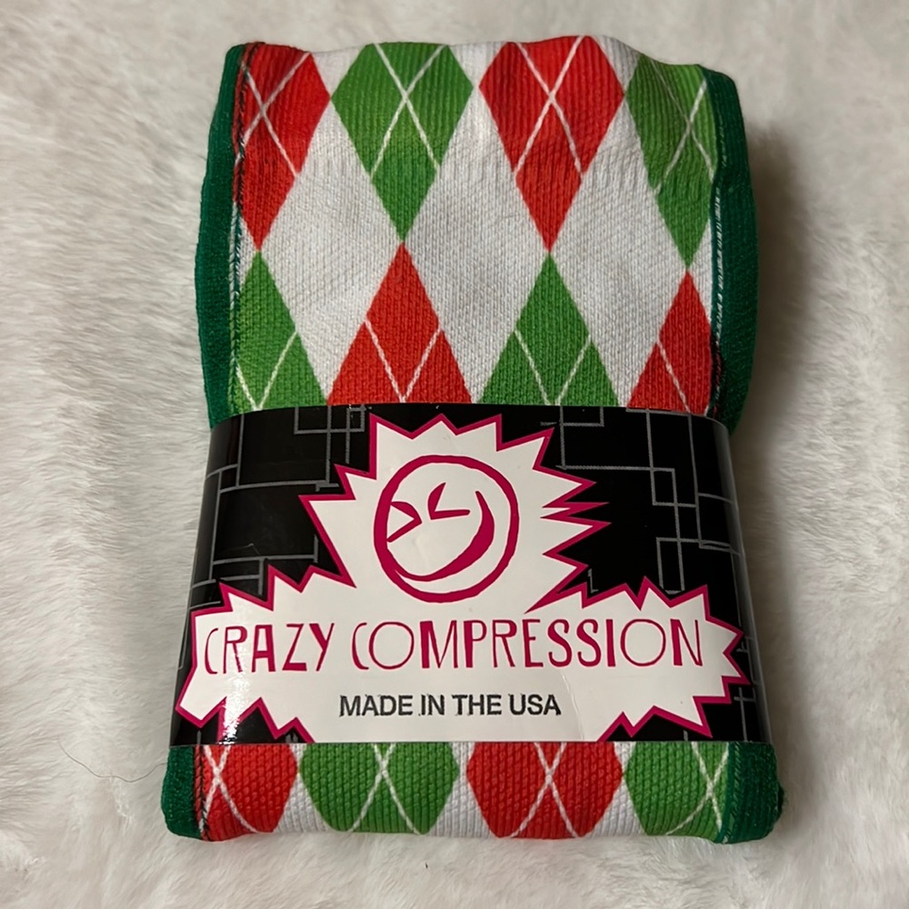 Crazy compressions - large / XL - argyle Christmas compression socks